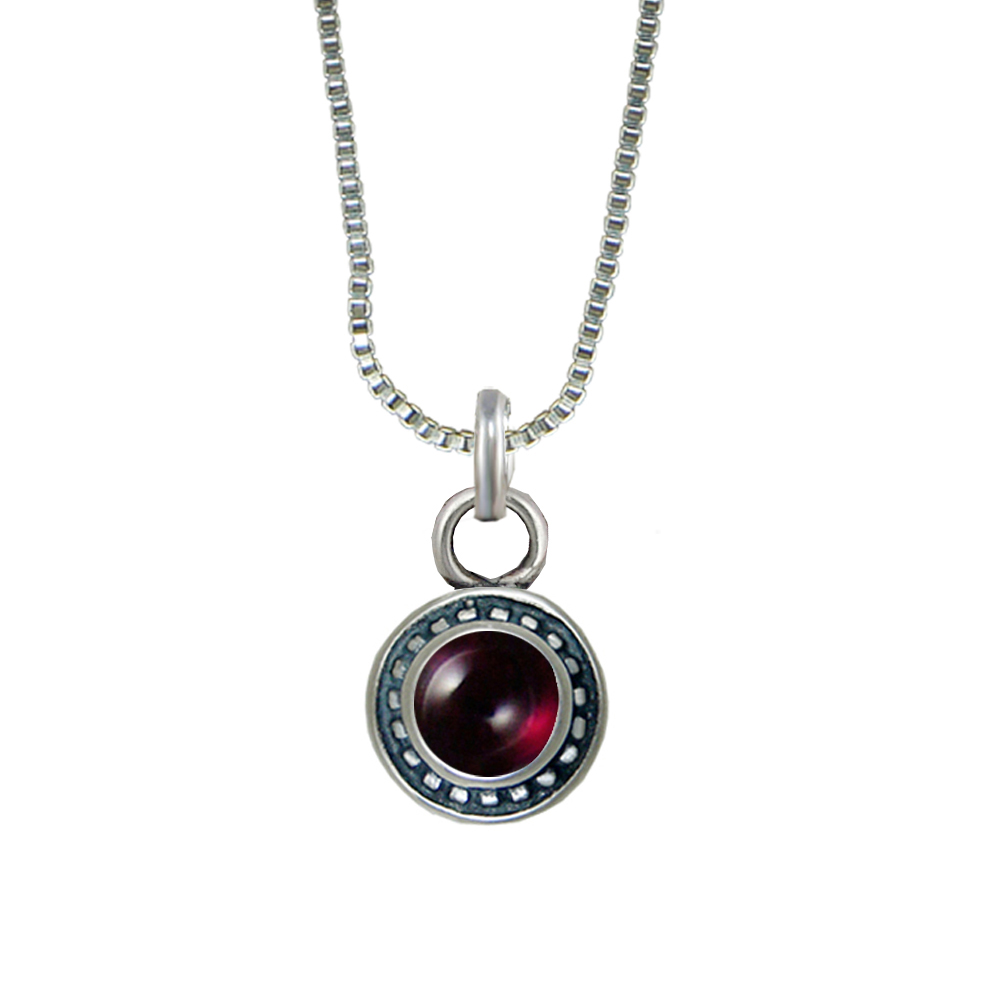 Sterling Silver Petite Little Garnet Pendant Necklace